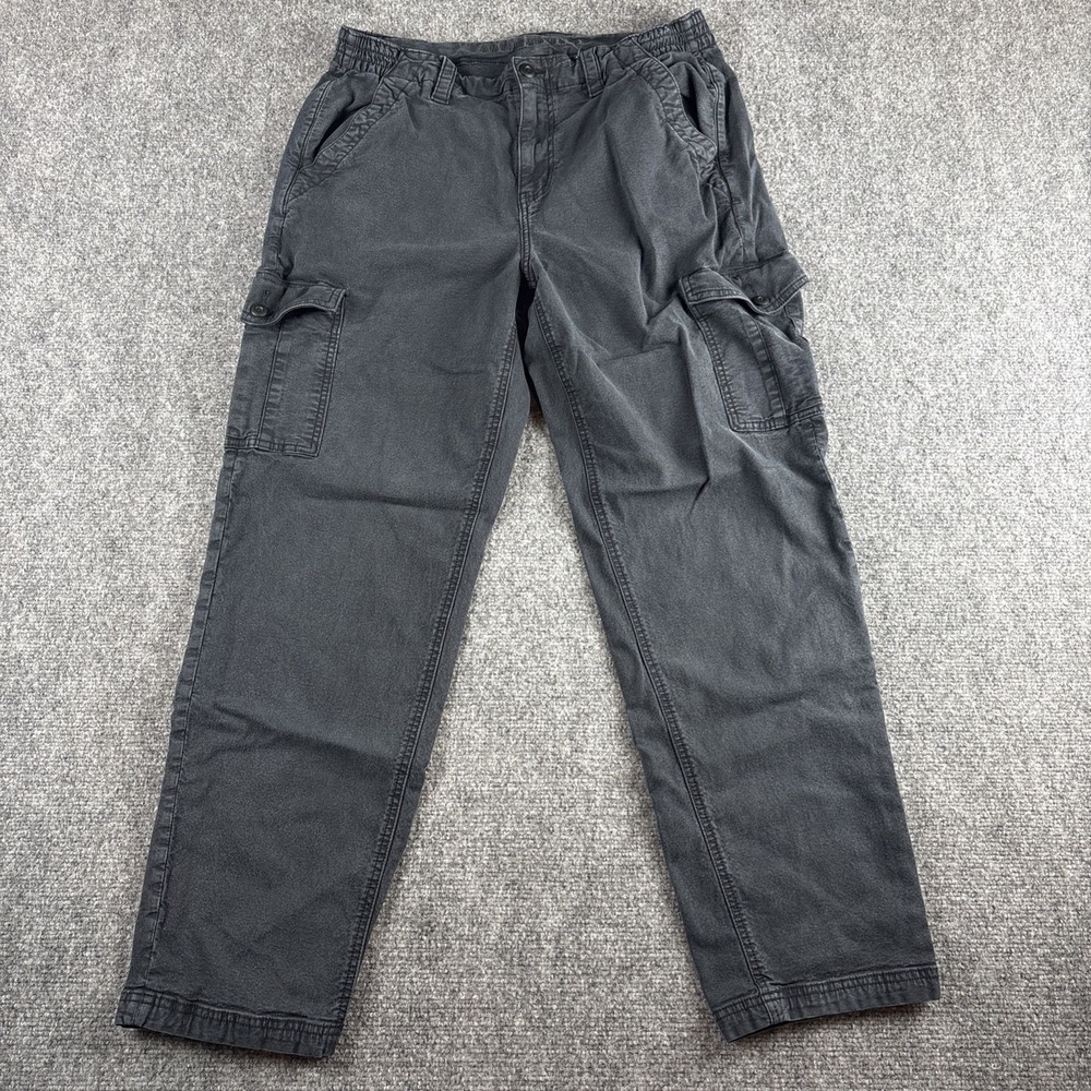 American Eagle Cargo Pants Womens 14 Grey Straight Leg Elastic Waist Stretch